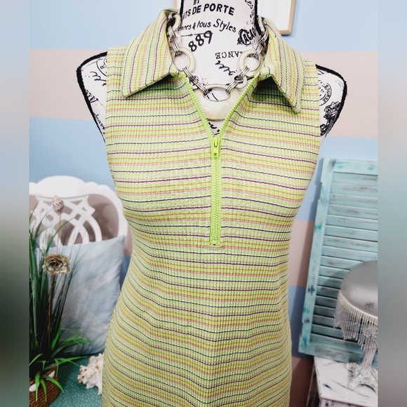 NWT Wild Fable Plus Size Green Apple Striped Dress - Picture 5 of 10